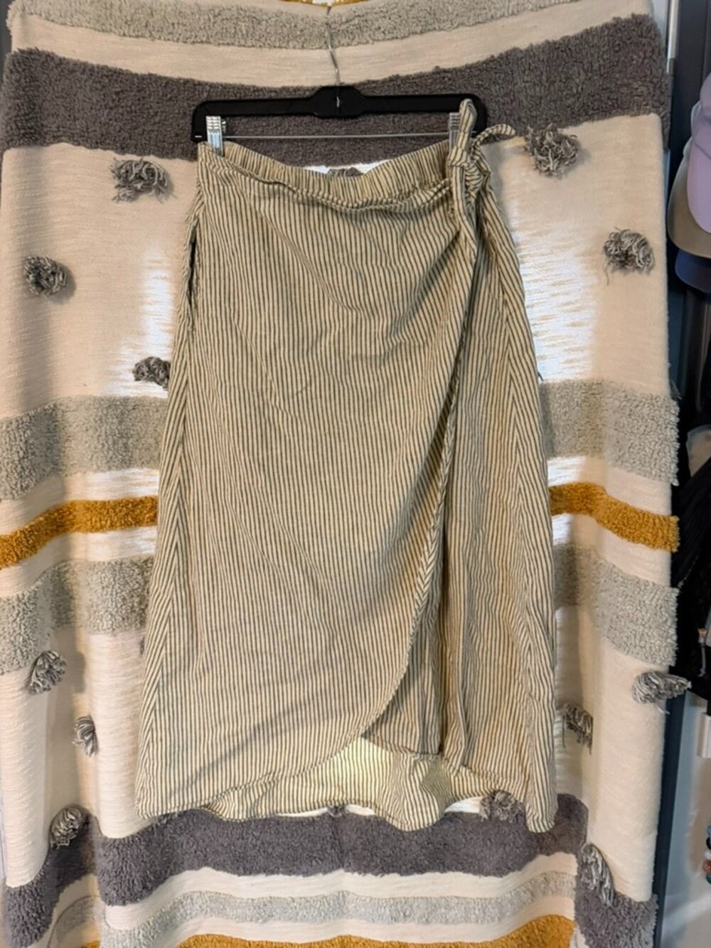 Toad&Co Sunkissed Wrap Skirt Stripe Midi Tan Cream Black Travel Plus Size XL - Picture 4 of 11